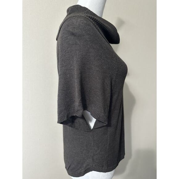 Women’s Brown Sweater Short Sleeve Cowl Neck Cropped Sz S Fall Classic NWT - Picture 4 of 14